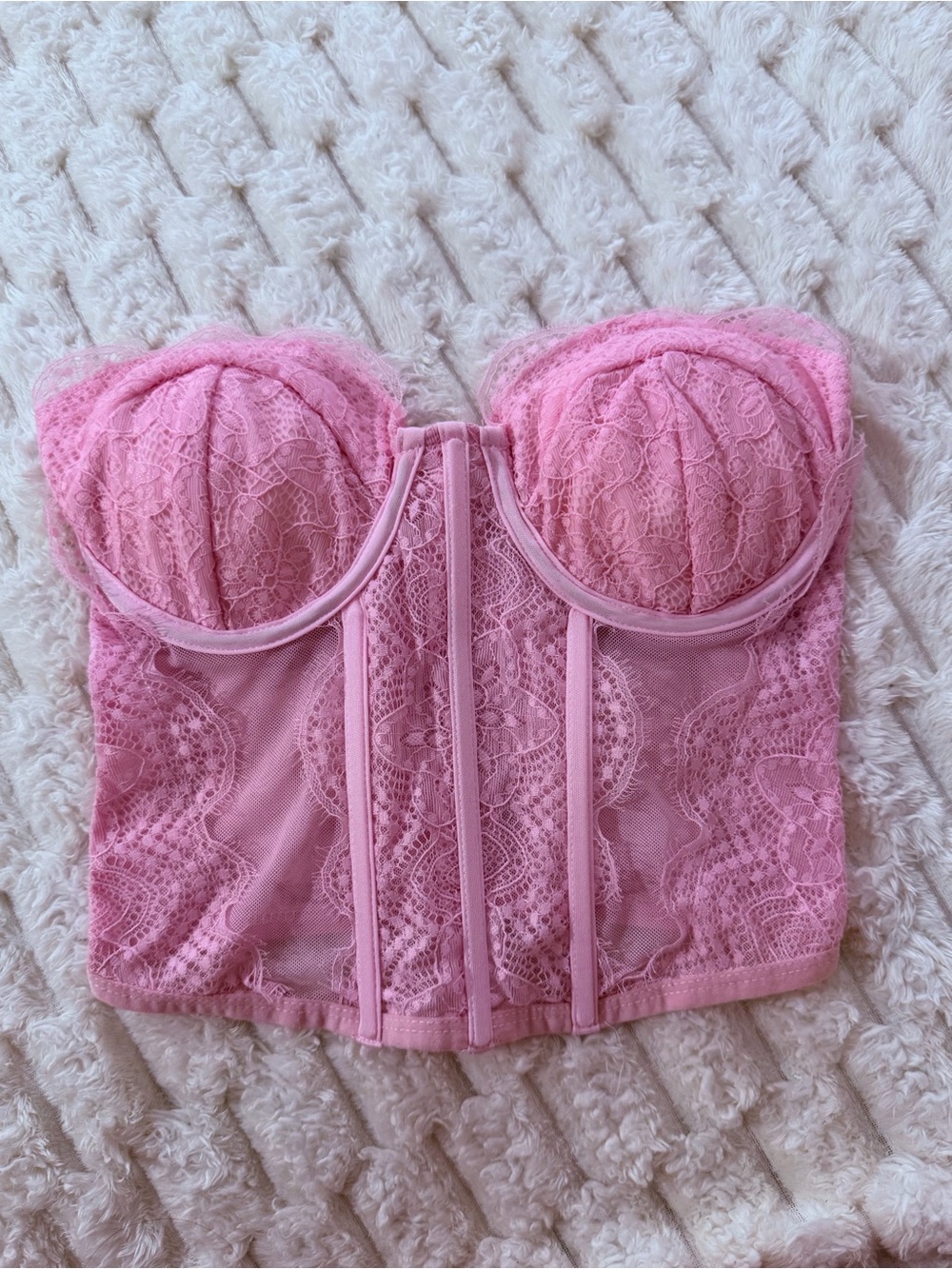Charlotte Russe Pink Lace Longline Bustier